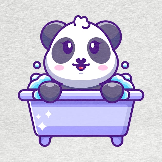 Cute panda in a bathtub cartoon character by Wawadzgnstuff